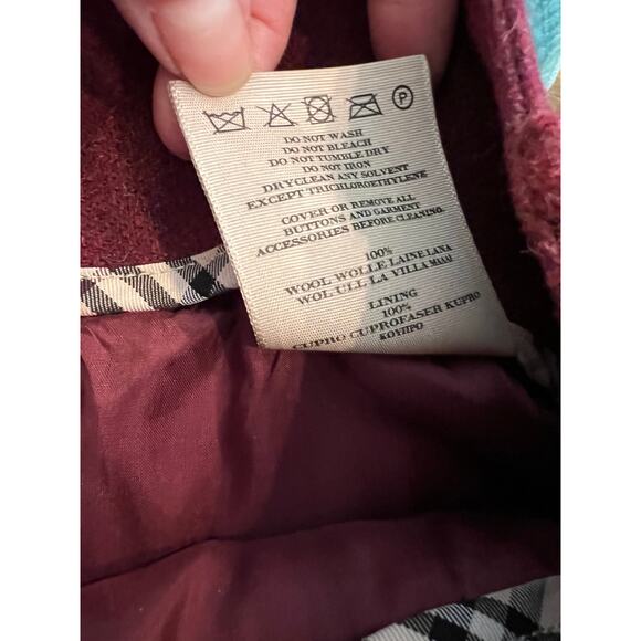 Burberry Red Wool Button Front Military Style Tweed Pencil Skirt 4 - Picture 9 of 9